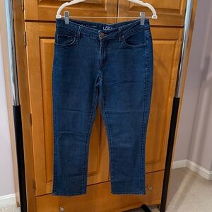 LOFT Dark Blue Cropped 24in inseam Straight Leg Jeans for Women